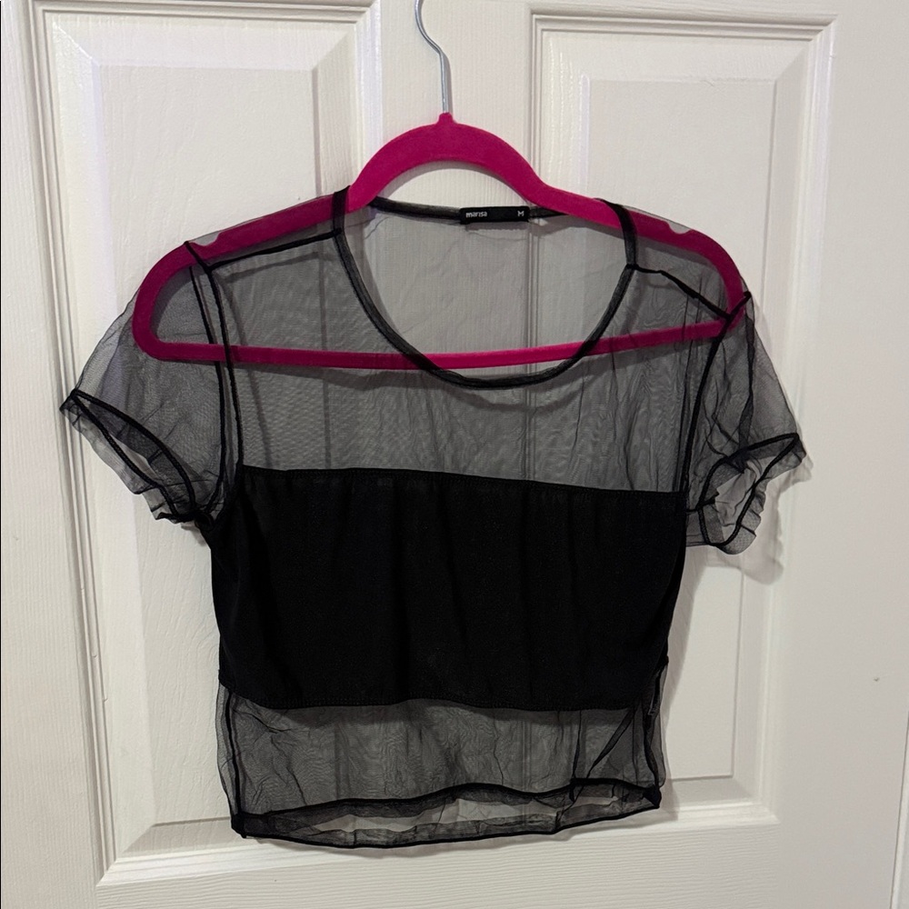 SHEIN Black Mesh Crop Top